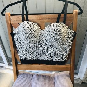 Pearl and Crystal beaded bralette